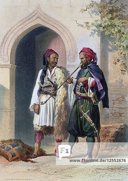 Arnaout and Osmanli soldiers in Alexandria  Egypt  1848. Artist: Mouilleron