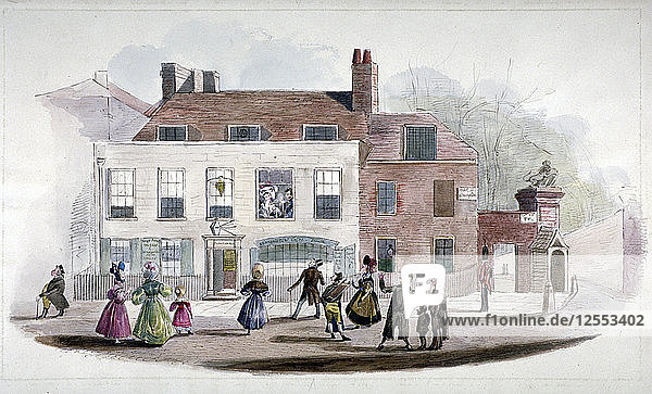Ein Kaffeehaus und die Kings Arms Tavern in Kensington  London  1832. Künstler: Anon