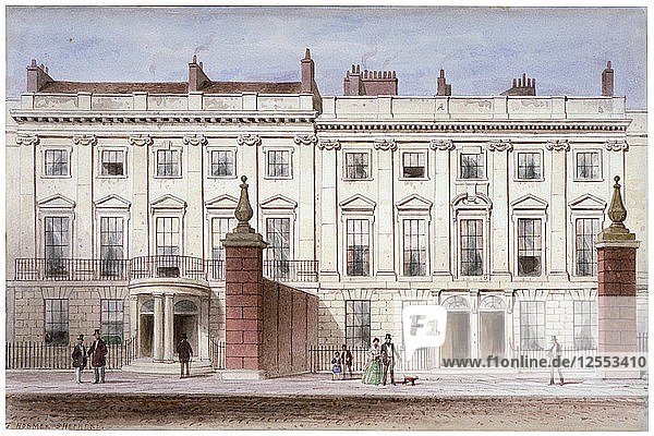 View in Lincolns Inn Fields showing Lindsey House  Holborn  London  c1835. Artist: Thomas Hosmer Shepherd