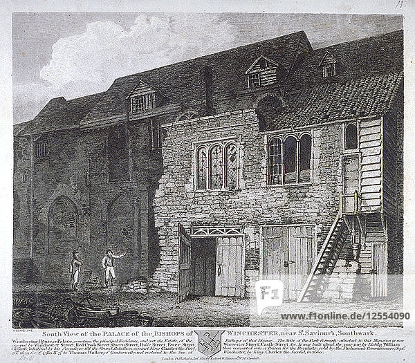 Südansicht des Palastes des Bischofs von Winchesters  Southwark  London  1812. Künstler: Anon
