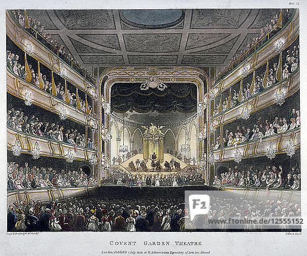 Interior view of Covent Garden Theatre  Bow Street  Westminster  London  1808. Artist: J Bluck