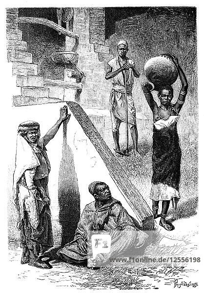 Sudanesische Araber und eine Shilluk-Sklavin  Sudan  1895 Künstler: Ivan Pranishnikoff