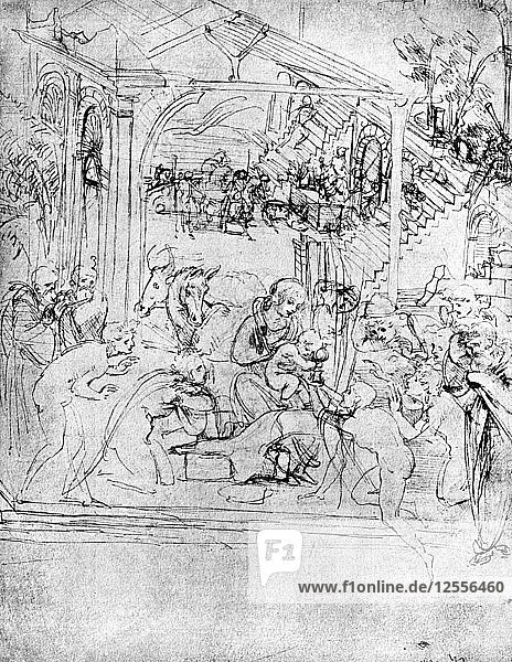 Study for The Adoration of the Magi  15th century (1930).Artist: Leonardo da Vinci
