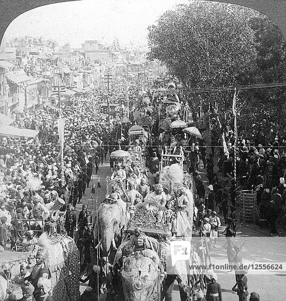The great Durbar procession Delhi India 1903.Artist: Underwood & Underwood