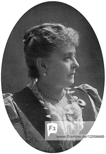 Caroline Lavinia Scott Harrison  wife of President Benjamin Harrison  late 19th century  (1908). Artist: Unknown