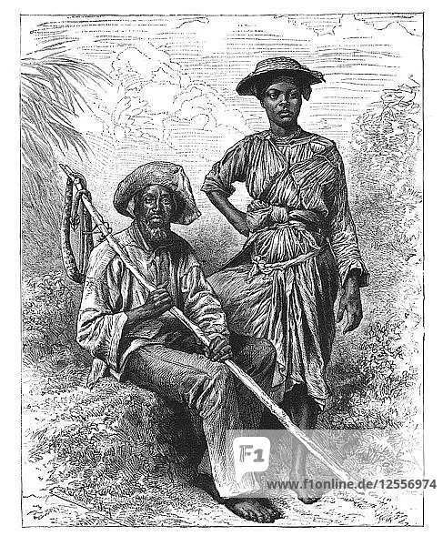 Schlangenfänger und Kohlestiftmädchen  Martinique  um 1890. Künstler: Unbekannt