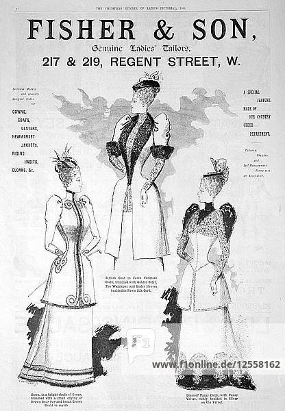 Advert for Fisher and Son  ladies fashion  1891. Artist: Unknown