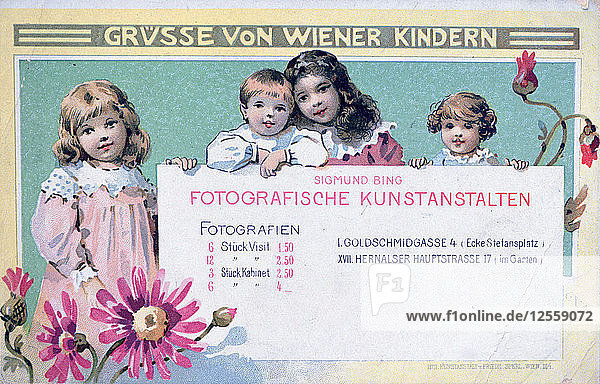 Werbekarte eines frühen Wiener Fotografen. Künstler: Unbekannt