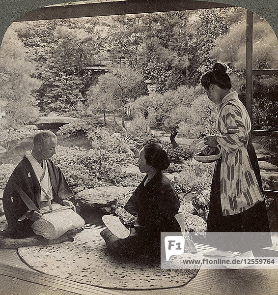 The gardens of the home of Mr Y Namikawa  leader in the art industries  Kyoto  Japan  1904. Artist: Underwood & Underwood