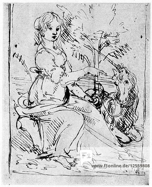 Maiden with a Unicorn  c1480 (1954).Artist: Leonardo da Vinci