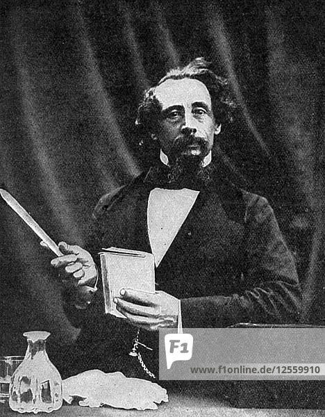 Charles Dickens giving a reading  1859 (1912). Artist: Herbert Watkins