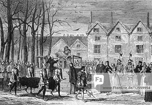 Lady Jane Grey meeting the body of her husband on the way to the scaffold 1554 (1840). Artist: George Cruikshank