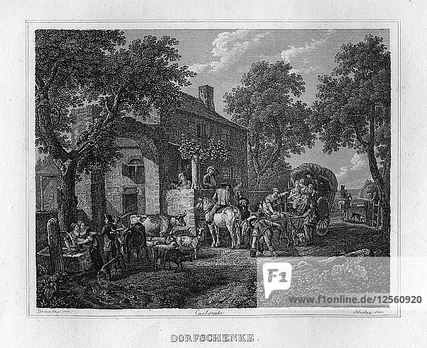 Szene in einem deutschen Dorf  um 1833. Künstler: Unbekannt