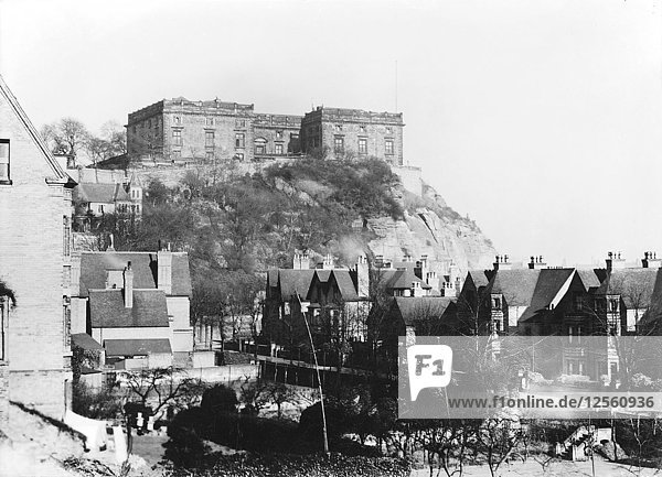 Westfassade des Nottingham Castle vom Park aus  Nottinghamshire  um 1910(?). Künstler: Unbekannt