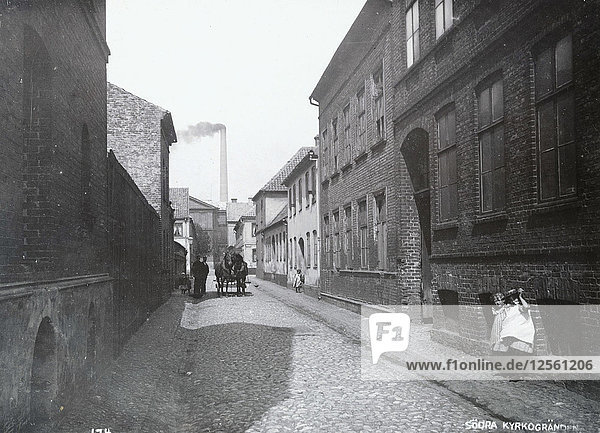 Die südliche Kirchenallee mit Wohnhäusern und einer Fabrik  Landskrona  Schweden  1900. Künstler: Borg Mesch