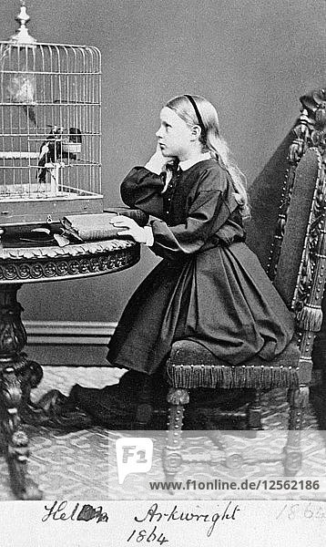 Helen Arkwright auf Schloss Willersley  Derbyshire  1864. Künstler: Unbekannt