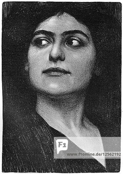 Studie eines Frauenkopfes  1899.Künstler: Hans Unger
