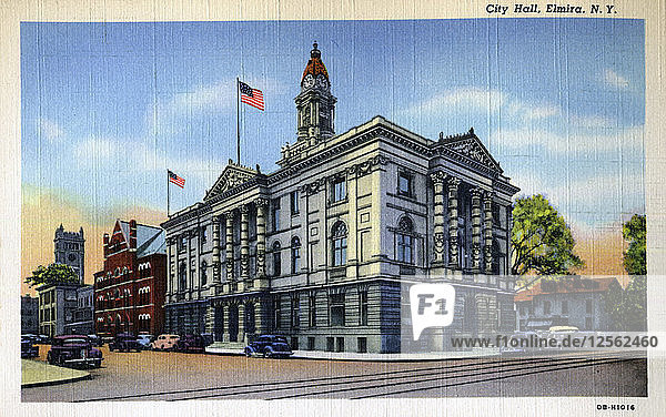Exterior view of the City Hall. Elmira  New York  USA  1940. Artist: Unknown