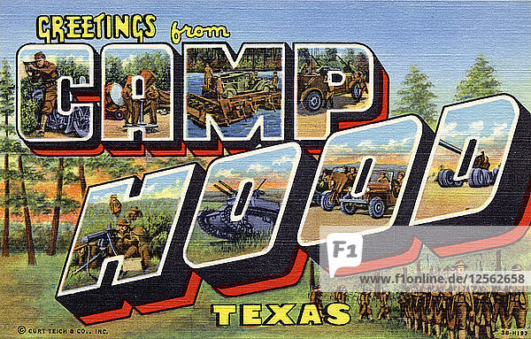 Grüße aus Camp Hood  Texas  Postkarte  1943. Künstler: Unbekannt