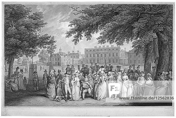 Menschen  die im St. Jamess Park  Westminster  London  1793  spazieren gehen. Künstler: Francois David Soiron