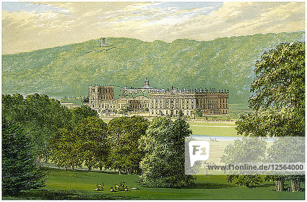 Chatsworth House  Derbyshire  Sitz des Herzogs von Devonshire  um 1880. Künstler: Unbekannt