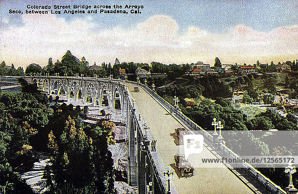 Colorado Street Bridge  between Los Angeles and Pasadena  California  USA  c1910-1930(?). Artist: Unknown