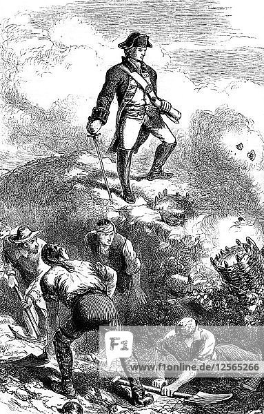 Die Verteidigung von Breeds Hill  Prescott in der Redoute  1775 (um 1880). Künstler: Unbekannt
