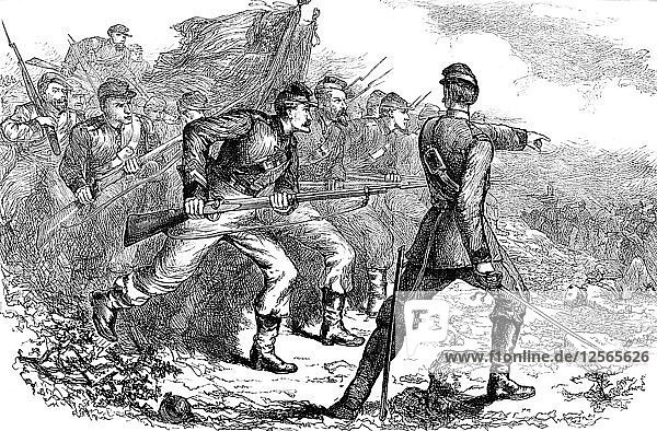 Angriff der Föderierten bei Corinth  Amerikanischer Bürgerkrieg  (um 1880). Künstler: Unbekannt