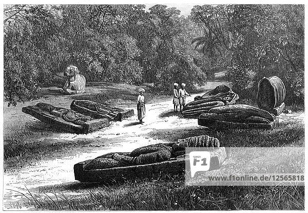 Tombs of the Gond Rajahs  Chanda  central India  1875. Artist: Unknown