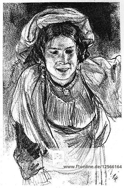 Studie eines italienischen Mädchens  um 1880-1882 Künstler: Adolph Menzel