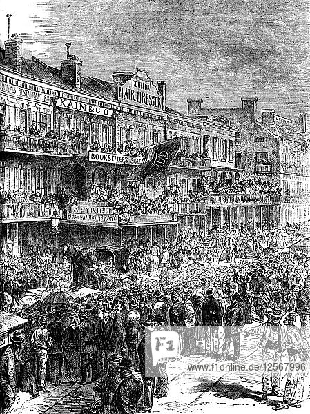 Eine Straße in New Orleans am Wahltag  1860 (um 1880). Künstler: Unbekannt