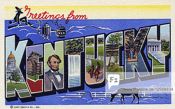 Grüße aus Kentucky  Postkarte  1939. Künstler: Unbekannt