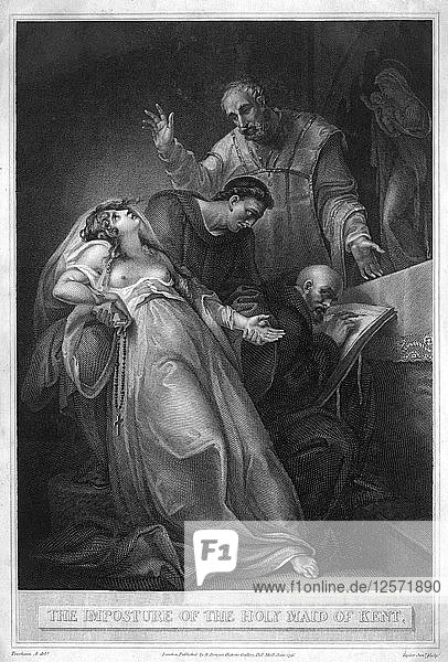 Die Hochstapelei der Heiligen Jungfrau von Kent  16. Jahrhundert (1796). Künstler: J. Taylor