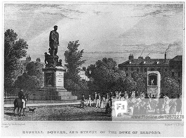 Russell Square and the statue of the Duke of Bedford London 19th century (1907). Artist: Unknown