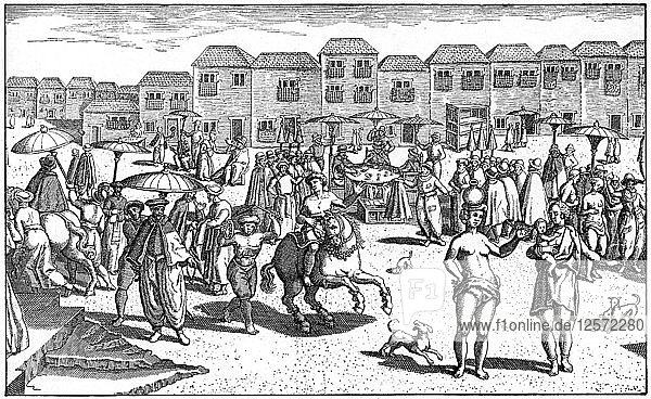 Market in Goa India 1599. Artist: Unknown