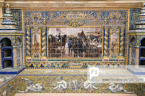 Tiled alcove in the Plaza de Espana  Seville  Andalusia  Spain  2007. Artist: Samuel Magal