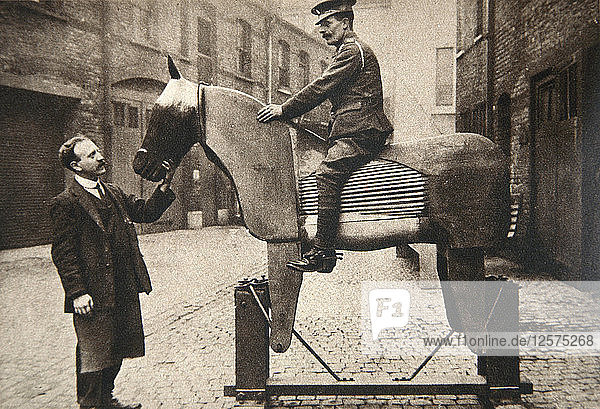 Training cavalrymen and artillerymen how to ride  World War I  c1914-c1918. Artist: Clarke & Hyde