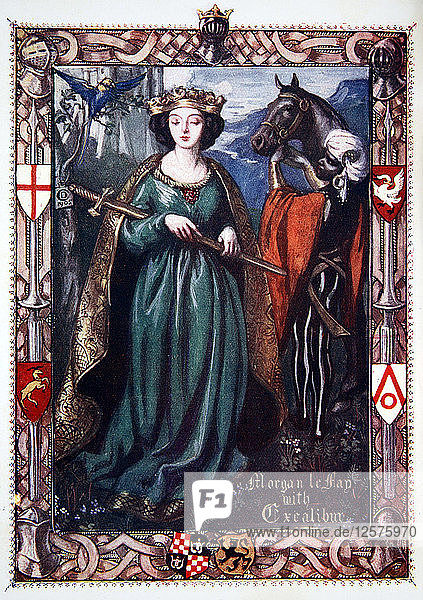 Morgan le Fay mit Excalibur  1905. Künstlerin: Dora Curtis