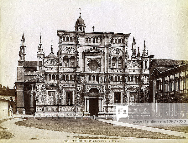 Fassade der Kirche der Kartause von Pavia (Lombardei  Norditalien)  1890. Künstler: Unbekannt