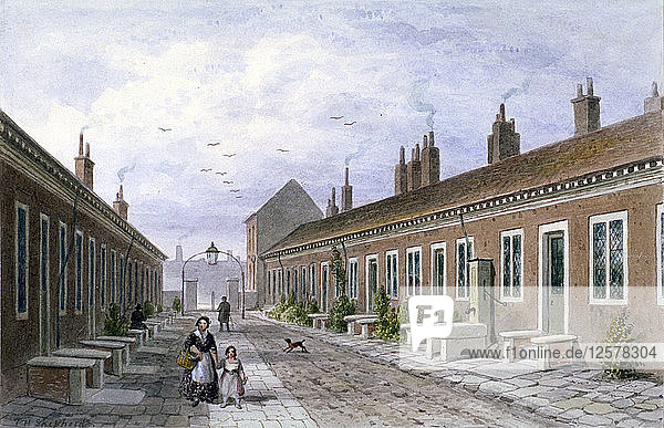 Skinners Almshouses  Mile End Road  Stepney  London  um 1840. Künstler: Thomas Hosmer Shepherd