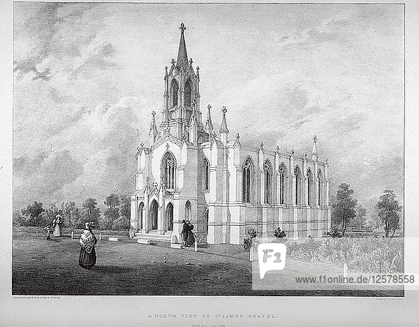 North view of the Church of St James  Clapham  London  c1850. Artist: W Eldridge