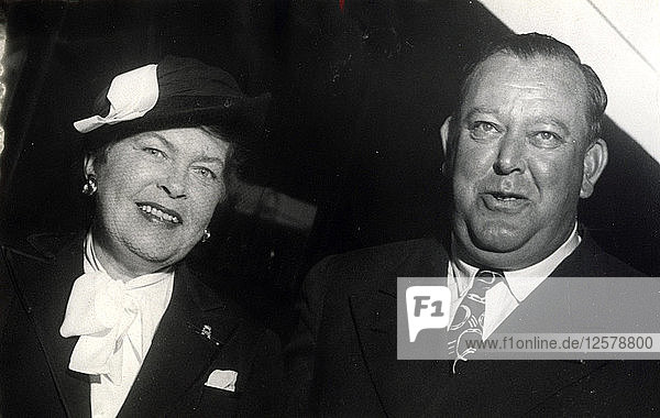 Trygve Lie  General Secretary of UN  and his wife  Stockholm  Sweden  10 August 1949. Artist: Unknown