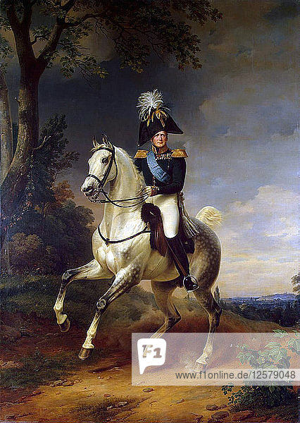 Reiterporträt von Kaiser Alexander I. (1777-1825)  1837. Künstler: Franz Kruguer