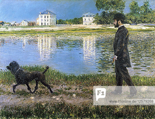 Richard Gallo und sein Hund in Petit Gennevilliers  um 1883-1884. Künstler: Gustave Caillebotte