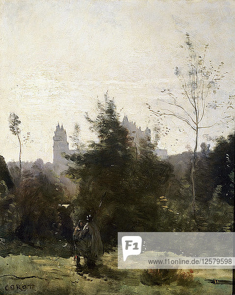 Château de Pierrefonds  1860er Jahre. Künstler: Jean-Baptiste-Camille Corot