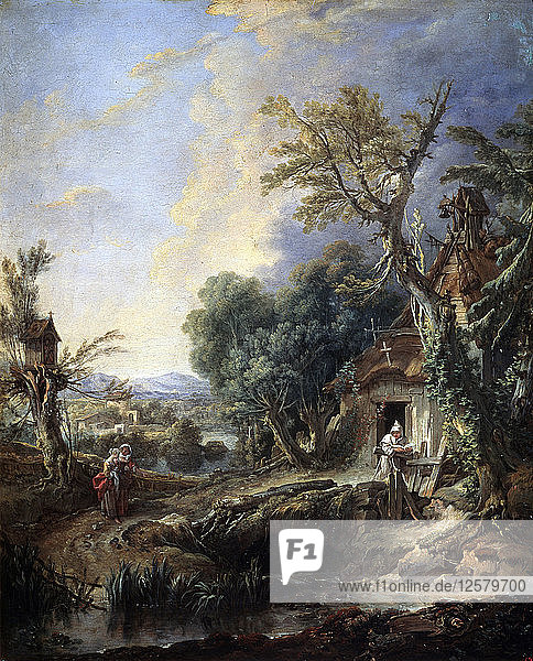 Landschaft mit einem Eremiten  1742. Künstler: François Boucher