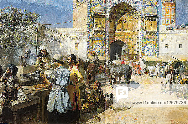 An Open-Air Restaurant  Lahore  c1889. Artist: Edwin Lord Weeks