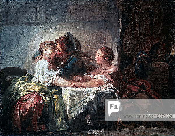 Der gefangene Kuss  spätes 18. Jahrhundert. Künstler: Jean-Honore Fragonard