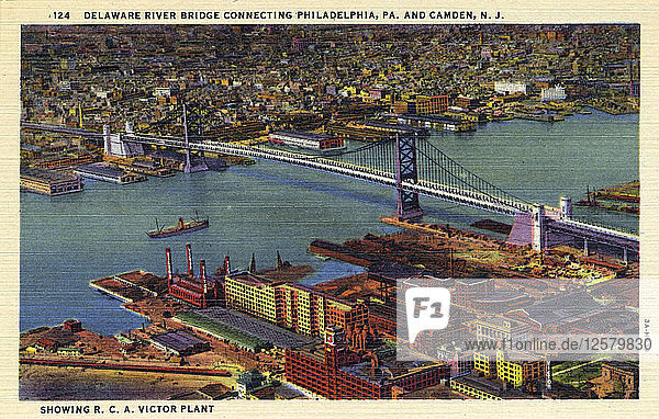 Brücke über den Delaware River zwischen Pennsylvania und New Jersey  USA  1933. Künstler: Unbekannt