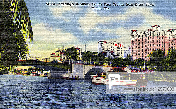 Auffallend schöner Abschnitt des Dallas Park vom Miami River aus  Miami  Florida  USA  1950. Künstler: Unbekannt